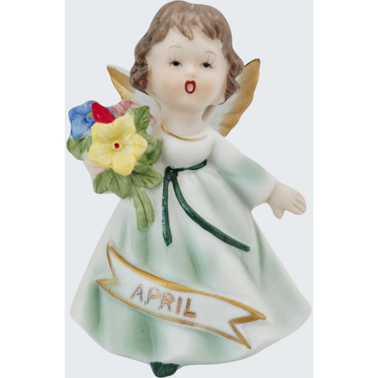 VINTAGE *NEW* 1950's April Birthday Angel Figurine Porcelain Made in Taiwan