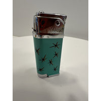 VINTAGE *NEW* 1960's Manor Butane Lighter Aqua w/Stars