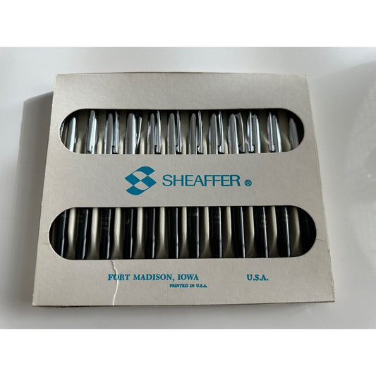 VINTAGE *NEW* Sheaffer Set =12 Black 203 Ballpoint Pens - Fine