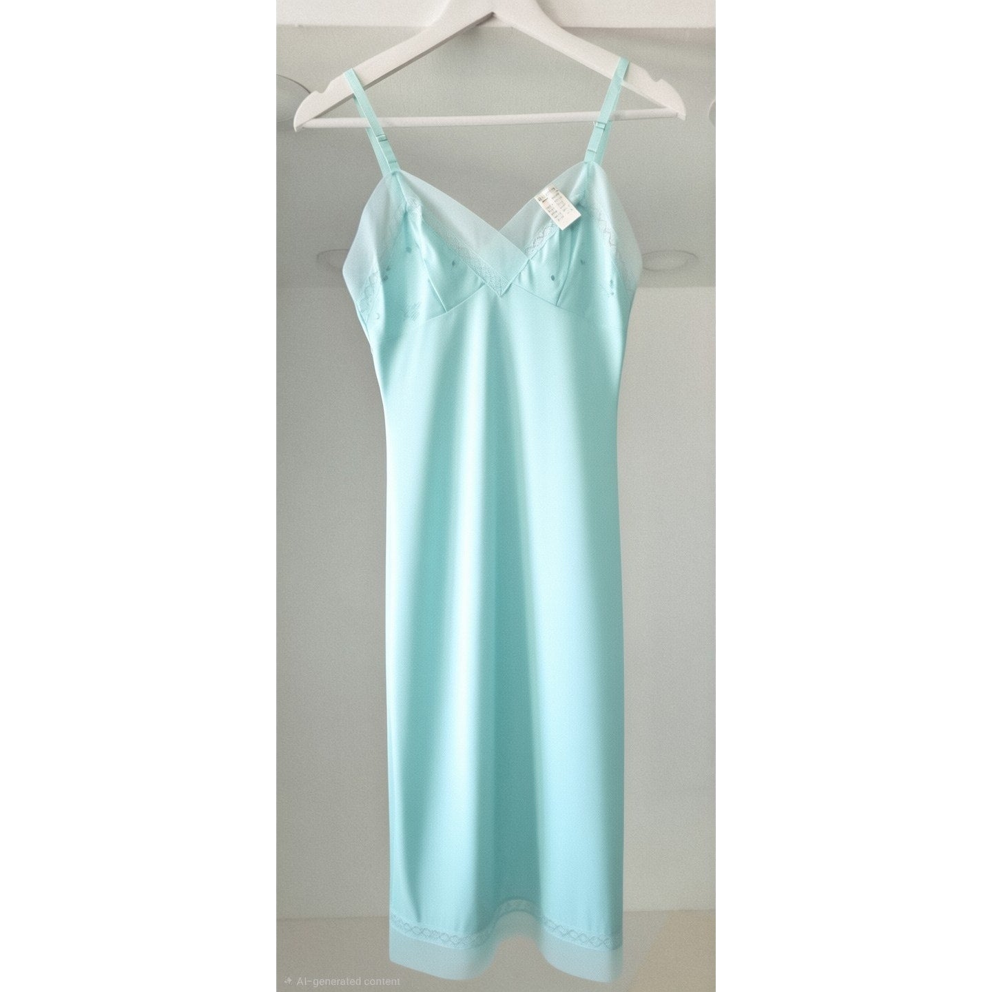VINTAGE *NEW* 1960's Kayser Women's Light Blue with Lace Trim Slip Dress Junior M