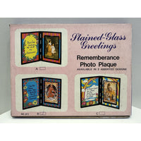 VINTAGE *NEW* 1960's Stained Glass Rememberance Folding Picture Frame