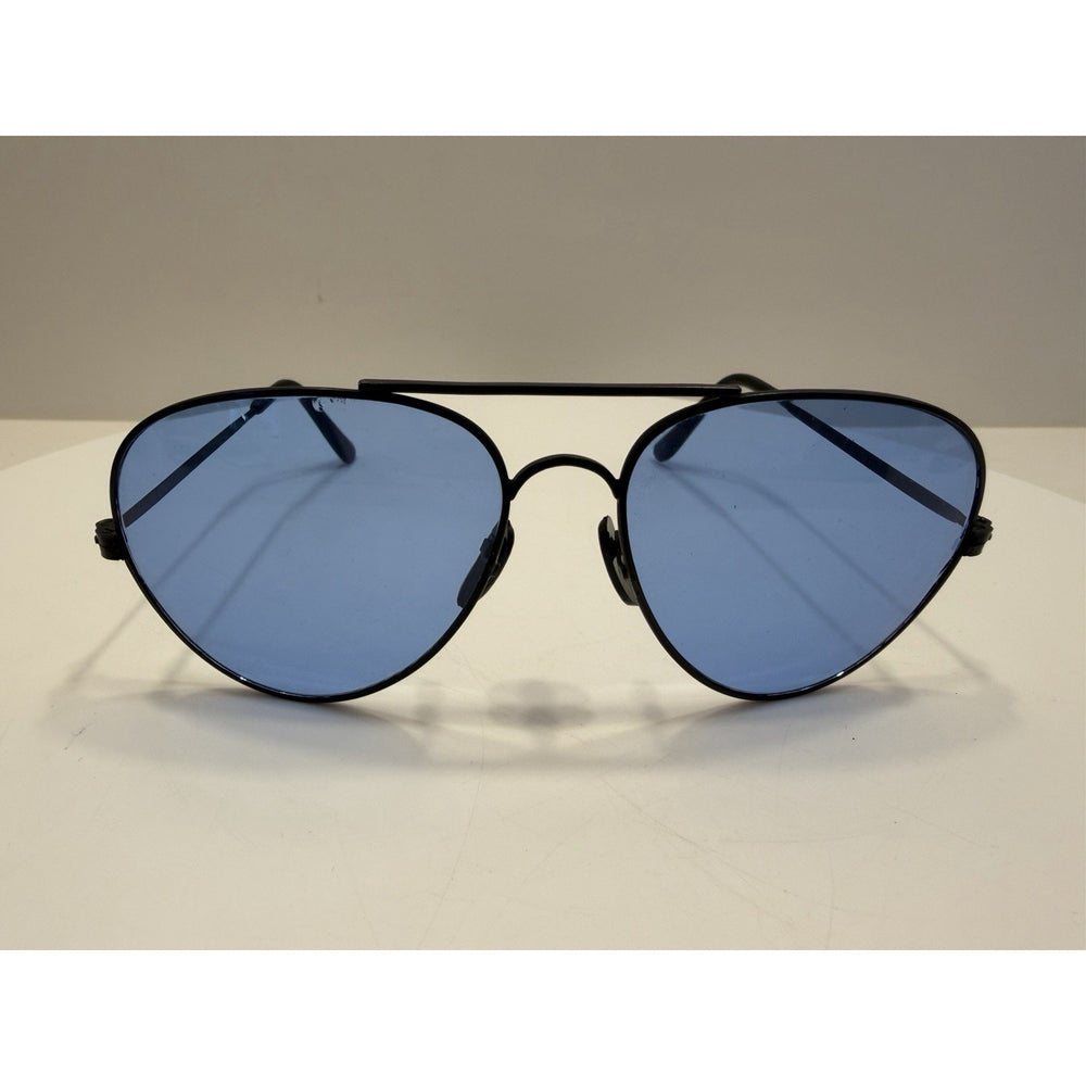 VINTAGE *NEW* 1970's Aviator Black Metal Frame with Blue Tinted Lens Sunglasses