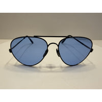 VINTAGE *NEW* 1970's Aviator Black Metal Frame with Blue Tinted Lens Sunglasses