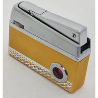 VINTAGE *NEW* 1950's Galaxie Yellow and Silver Butane Lighter Japan