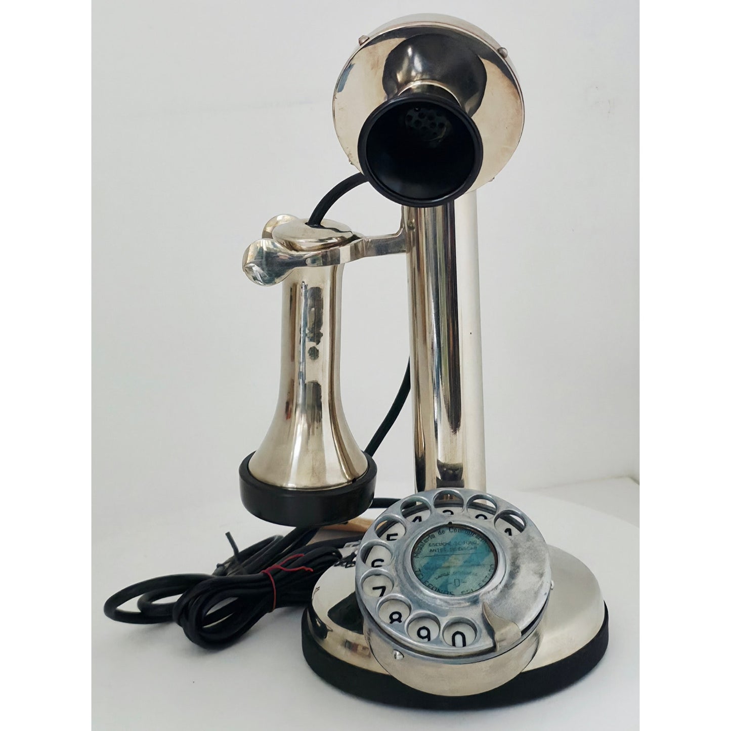 VINTAGE *PRISTINE* 1920's Art Thang Candlestick Rotary Spanish Telephone Restored