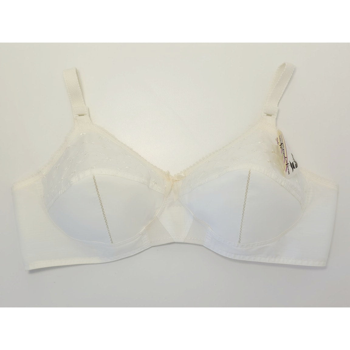 VINTAGE *NEW* 1960's Splendor Form Women's Bullet Bra White w/Center Flower 40B