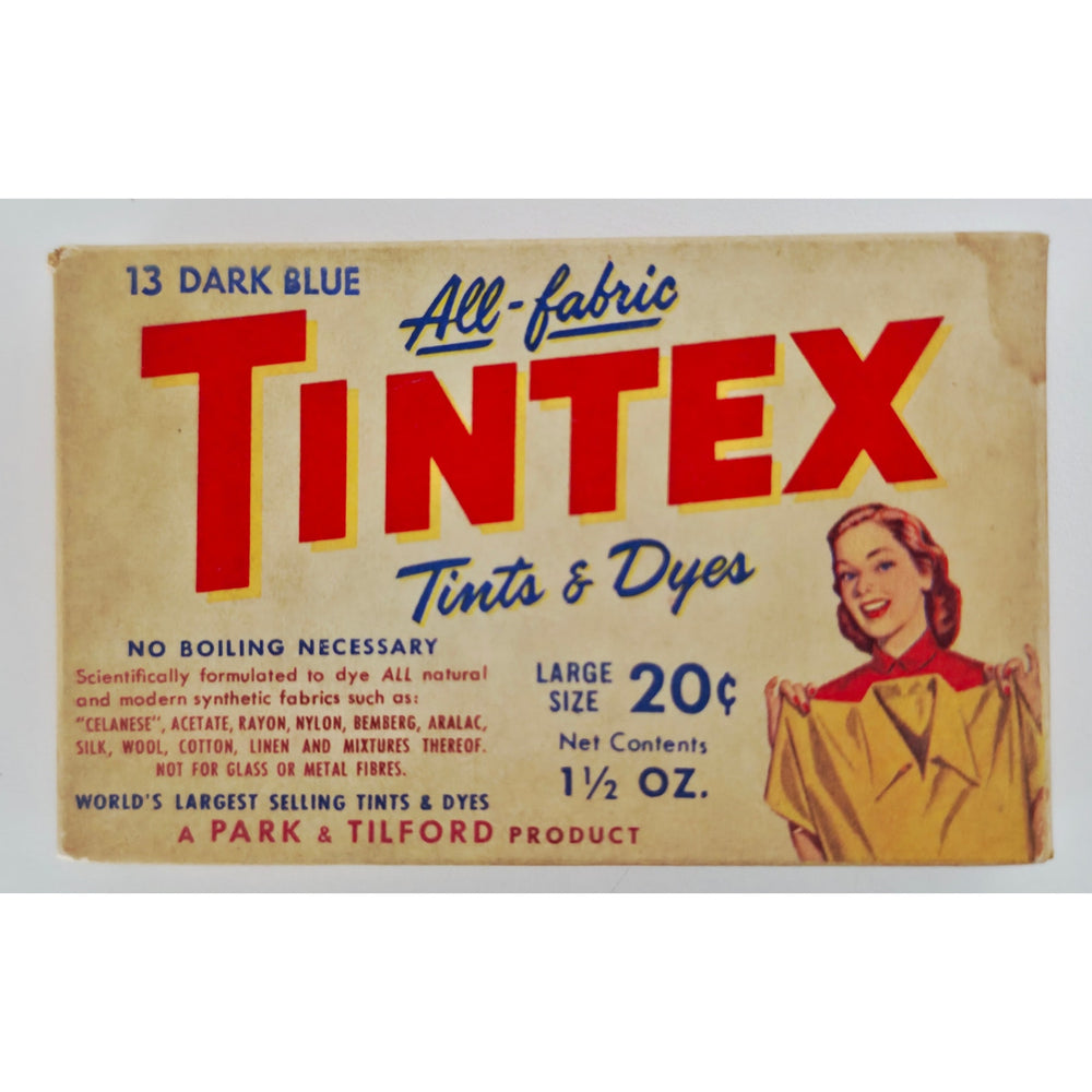 VINTAGE *NEW* 1960's TINTEX All Fabric Dyes 2 Blue 1 Brown Set of 3 1.5oz Each