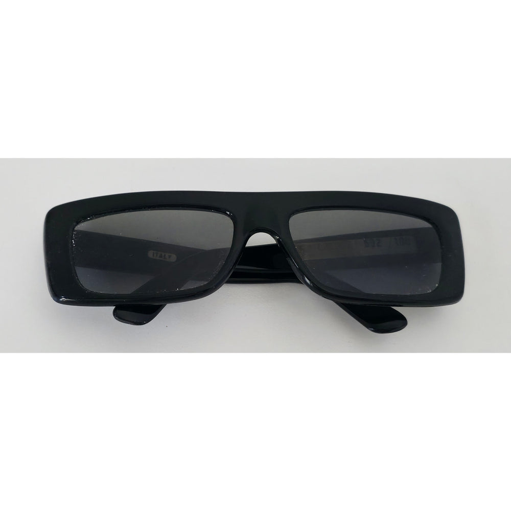 VINTAGE *NEW* 1970's Glam Unisex Black Frame Gray Lens Sunglasses Italy
