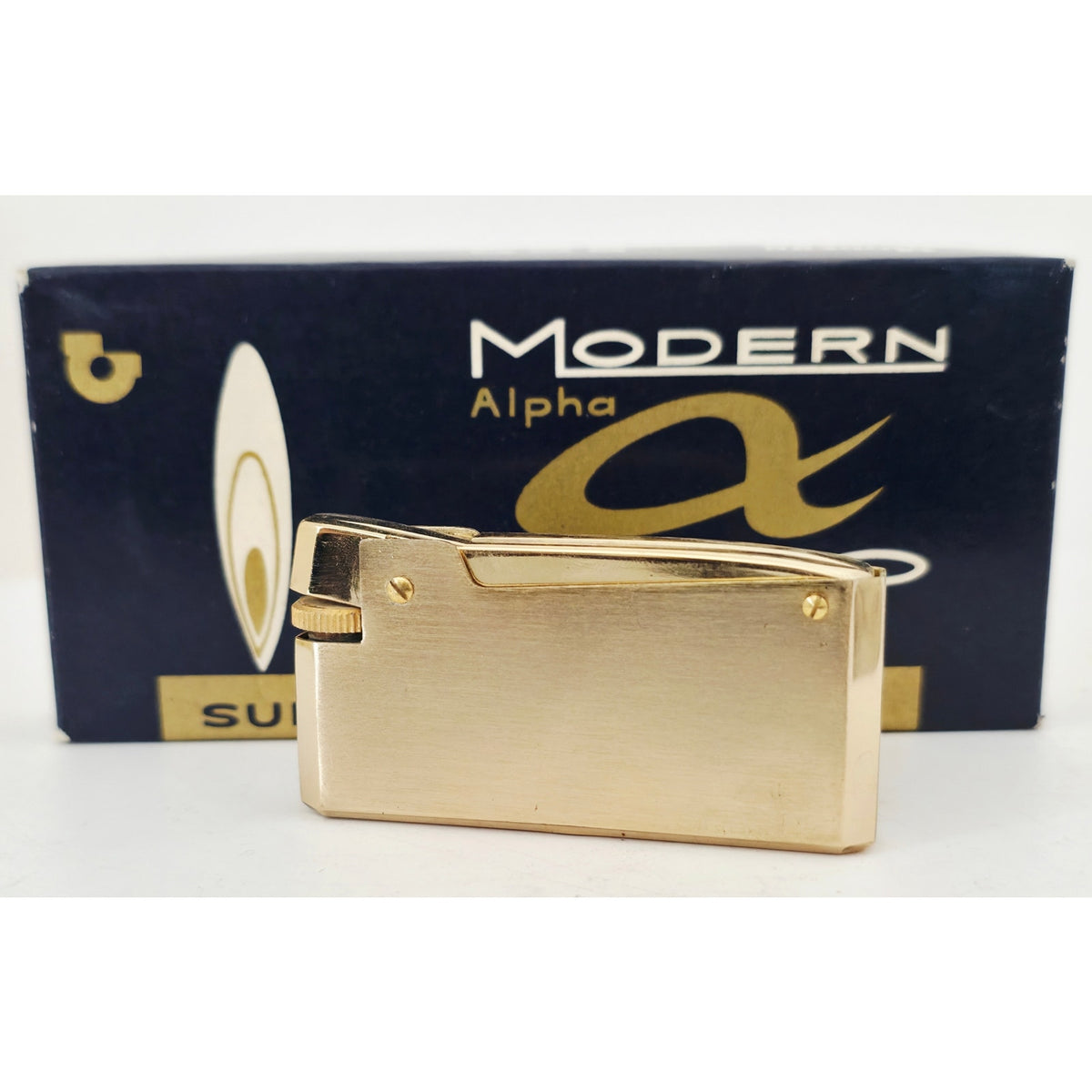 VINTAGE *NEW* 1950's Modern Alpha 800 Gold Super Gas Lighter Japan