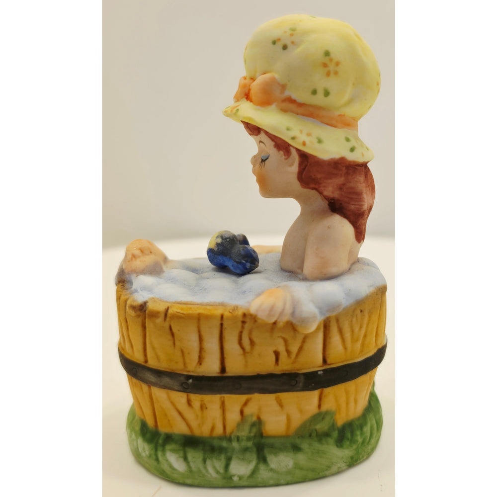 VINTAGE *NEW* 1960's Girl in Tub with Blue Bird - Figurine