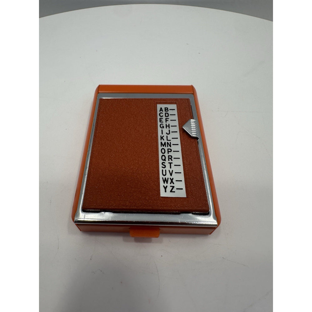 Vintage *NEW* 1960's Mini INDEX A-Z Flip Open Telephone Address Rolodex Orange