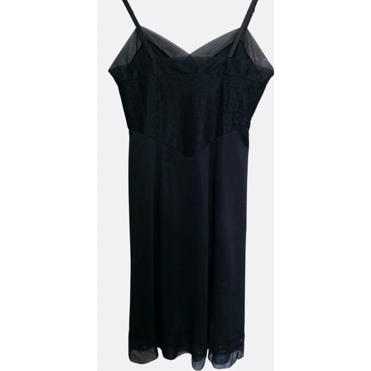 VINTAGE *NEW* 1960's Van Raalte Women's Black with Lace Trim Slip Dress Size 32
