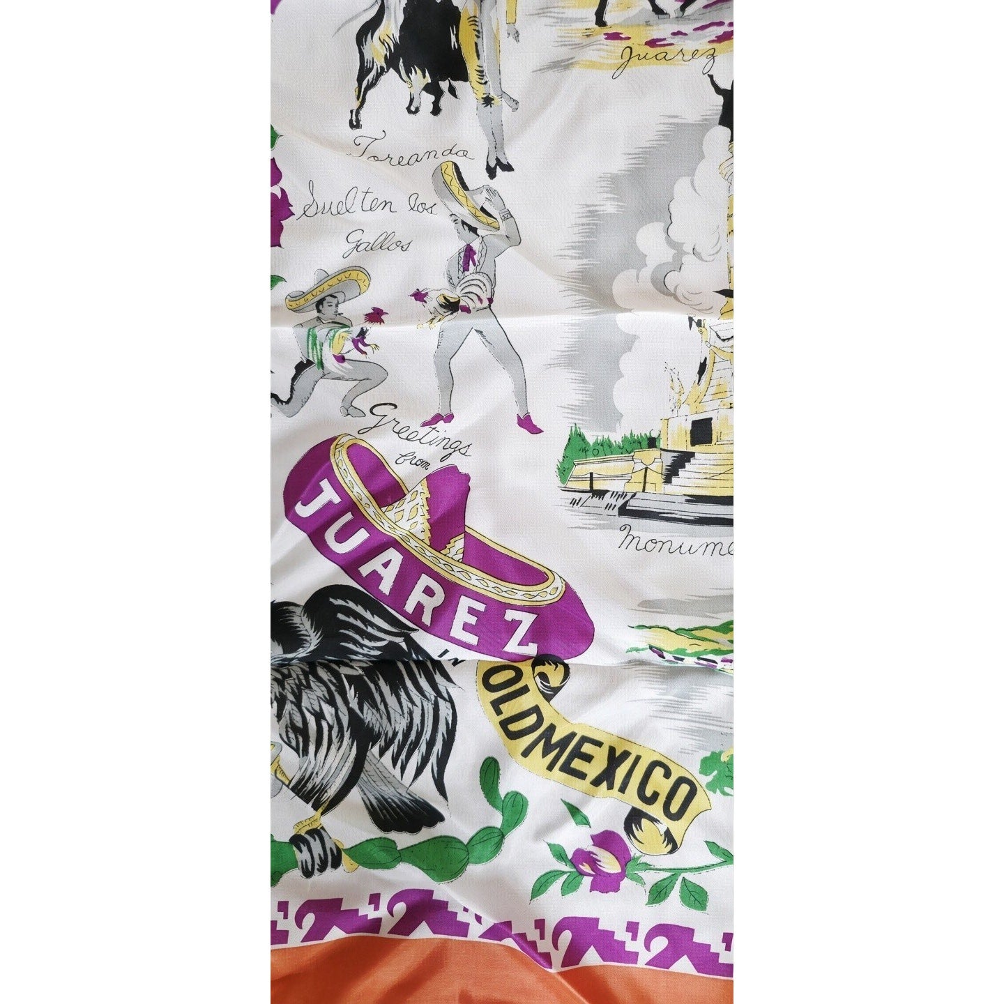 VINTAGE *NEW* 1950's "Juarez" Hand-Rolled Scarf 31" x "31" Pink Japan