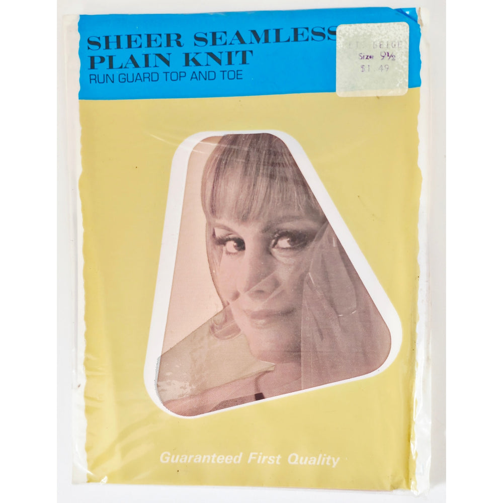 VINTAGE *NEW* 1960's Super Seamless Light Beige Hosiery Size 9.5