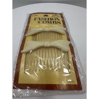 VINTAGE *NEW* 1975 Goody #8050 Kant-Slip Fashion Combs Bows Set of 2 - Cream