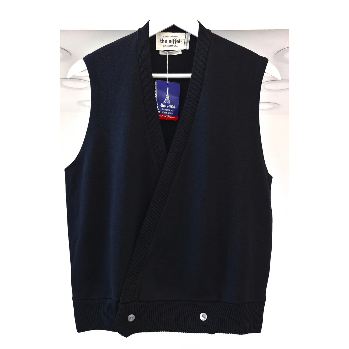 VINTAGE *NEW* 1970's The Eiffel Women's Black Merino Wool Knit Vest Size M (40)