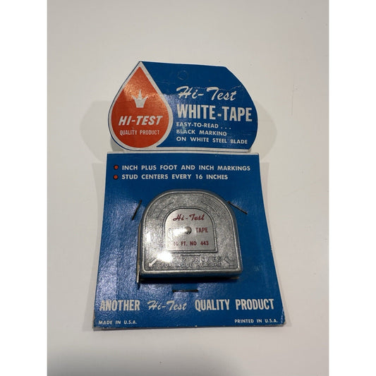 VINTAGE *NEW* Hi-Test 10ft Inches/Feet White Measure Tape USA