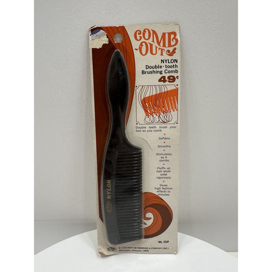 VINTAGE *NEW* Dupont Handled Comb-Out Double Tooth Nylon Comb Black