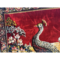 VINTAGE *PRISTINE* 1960's Royal Peacock French Velvet Tapestry