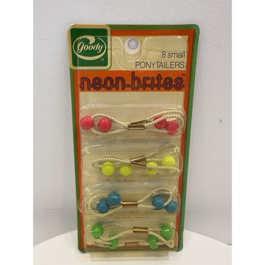 VINTAGE *NEW* 1980's Goody Ponytail Holders Small Neon Brites Pk of 8 #9688/4