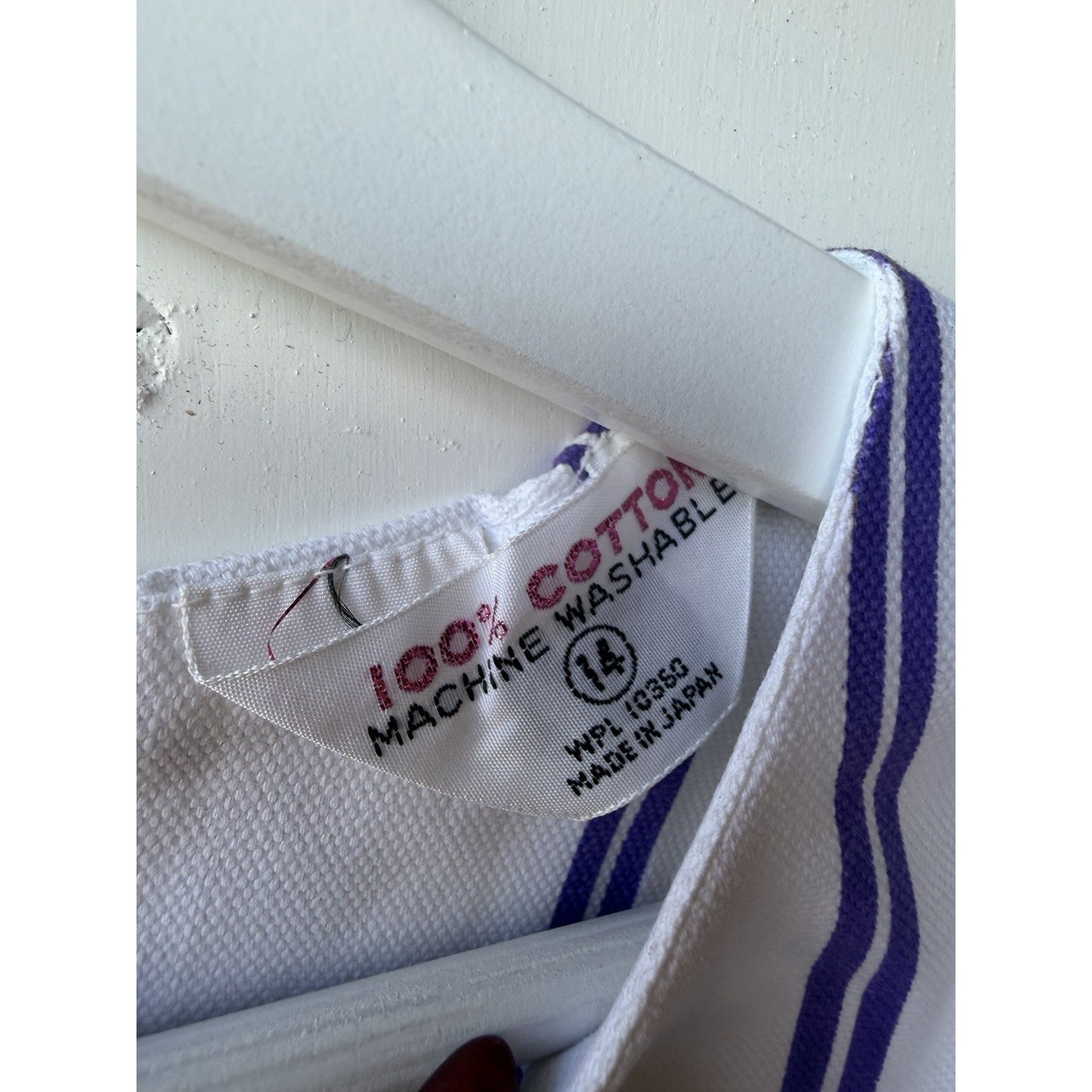 VINTAGE *NEW* 1960's Purple/White Striped Waist Tie Romper Size 14 (Fits like 6-8)