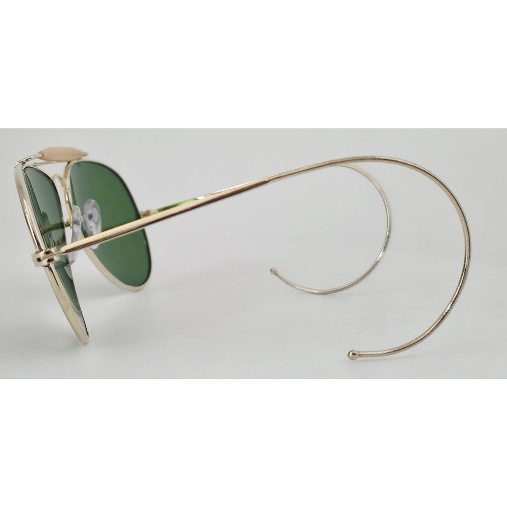 VINTAGE *NEW* 1970's Ray Max Gold Frame with Green Lens Aviator Sunglasses