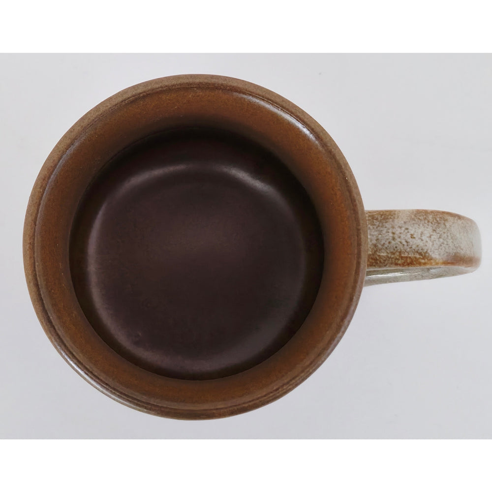VINTAGE *NEW* 1970's Brown and Cream Korean Hand-Painted Stoneware Mugs