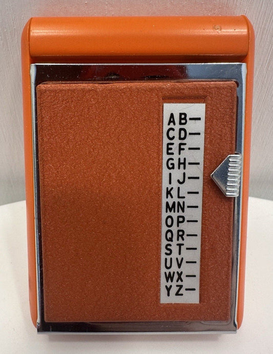 VINTAGE *NEW* 1960's Orange Mini INDEX A-Z Flip Open Telephone Address Rolodex