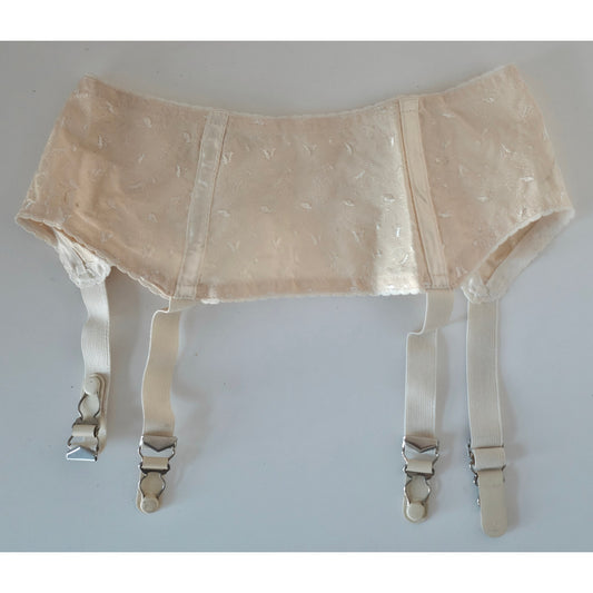VINTAGE *NEW* 1960's MACBESS Women's Cream with Blue Flowers Garter Belt Size S