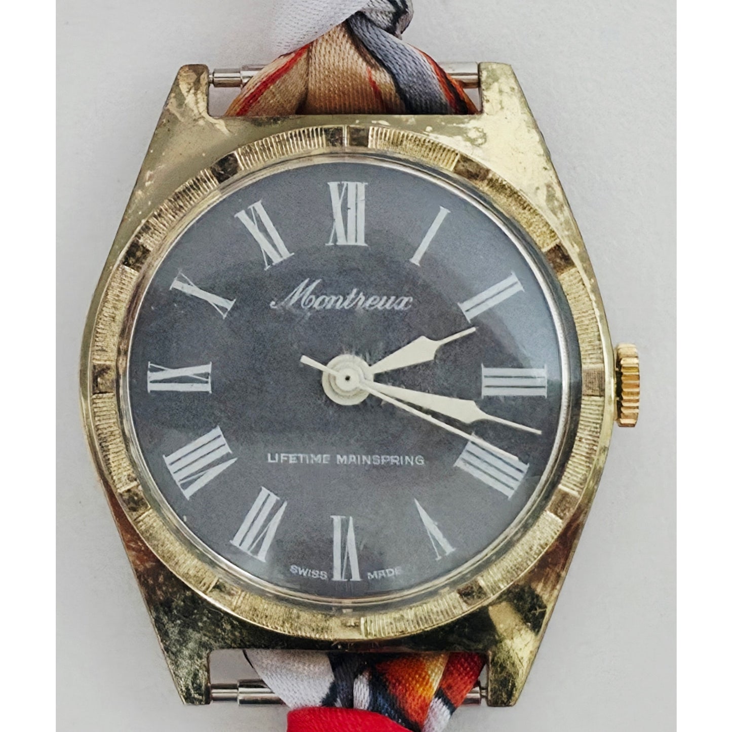 "Frozen In Time" 1960's Vintage Watch Face w/ Silk/Satin Tie Bracelet