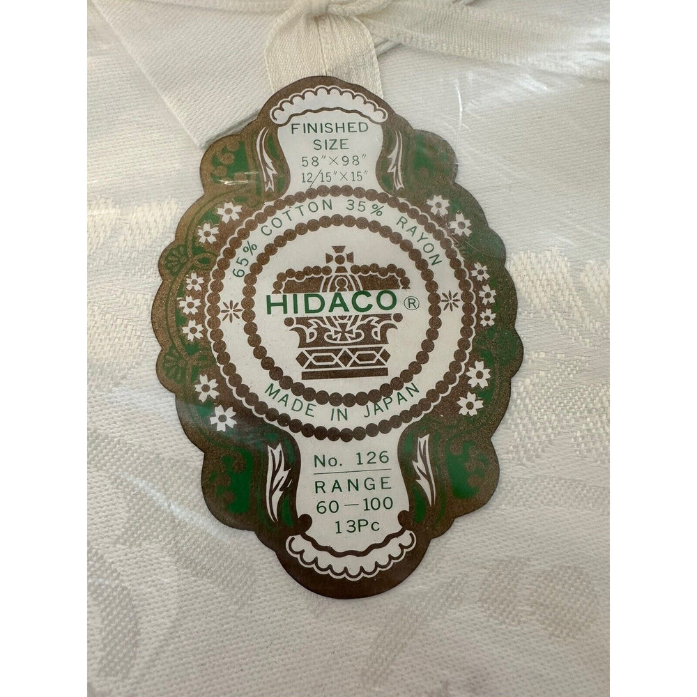 VINTAGE *NEW* Hidaco 58"X98" Damask Tablecloth 15 Napkin Set Movie Prop