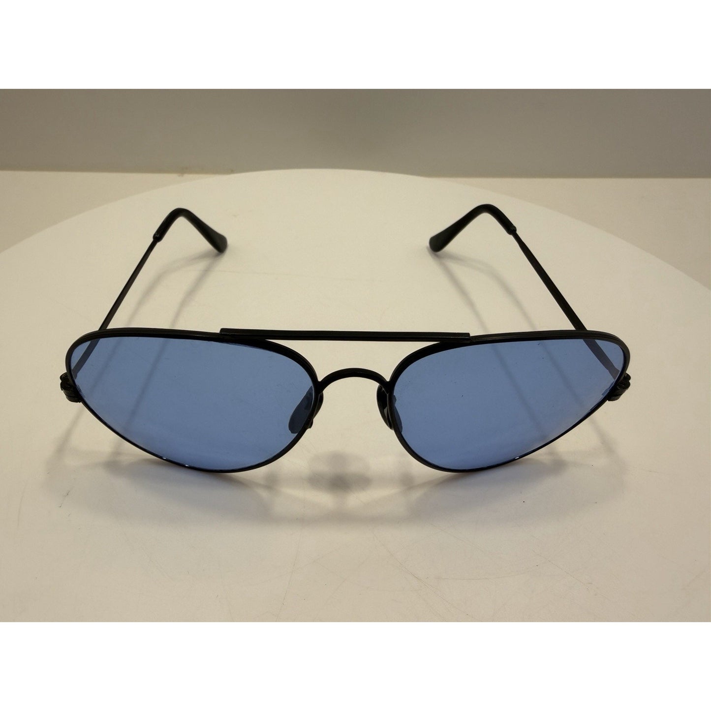 VINTAGE *NEW* 1970's Aviator Black Metal Frame with Blue Tinted Lens Sunglasses