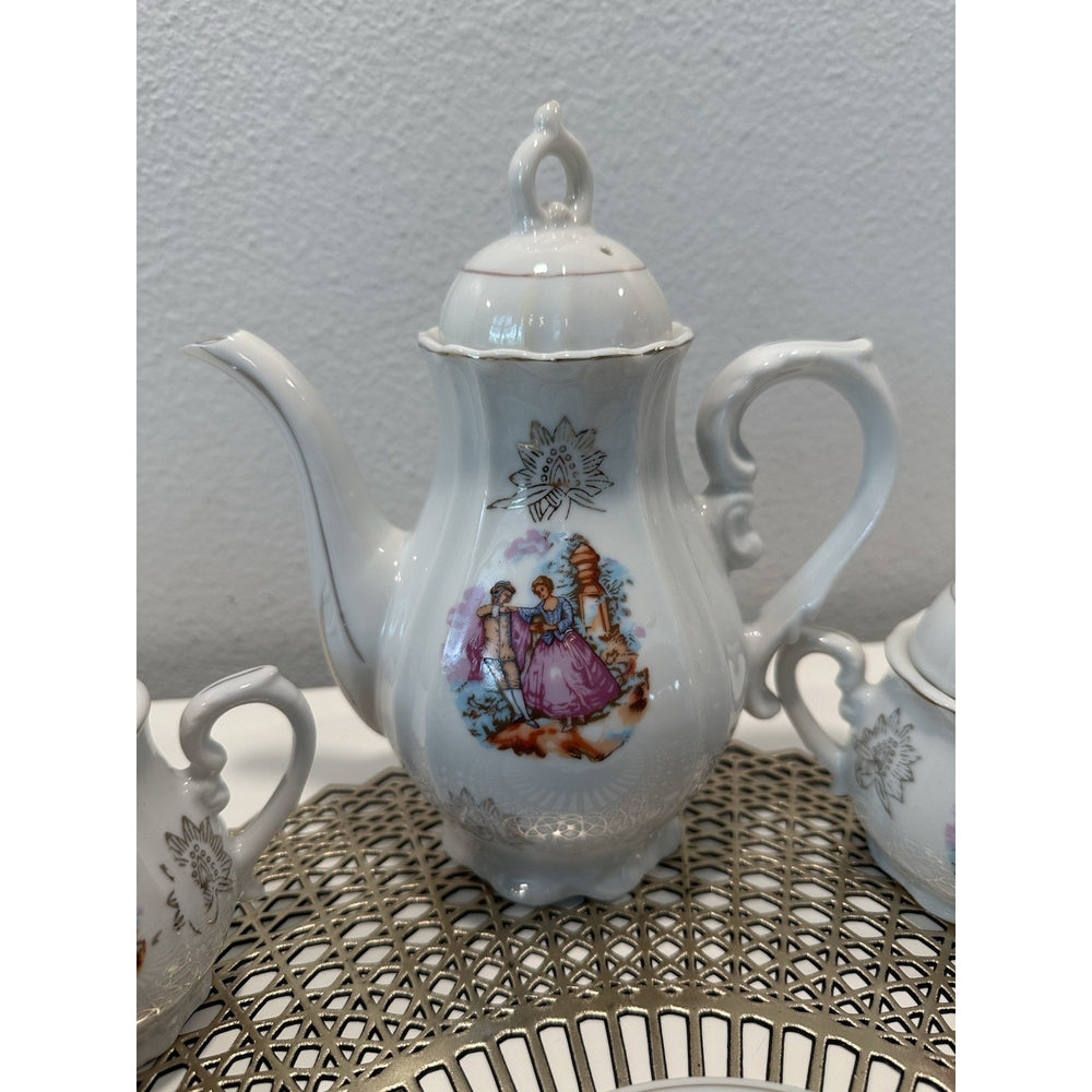 VINTAGE *NEW* 1960's 17 pc German Tea Set w/ Musical Tea Pot, Sugar, Creamer