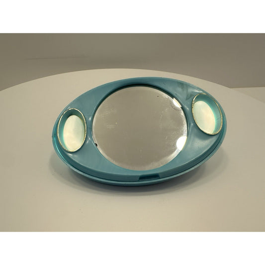 VINTAGE *NEW* 1960's Twin-Lite Beauty Lighted Hand Makeup Mirror - Blue