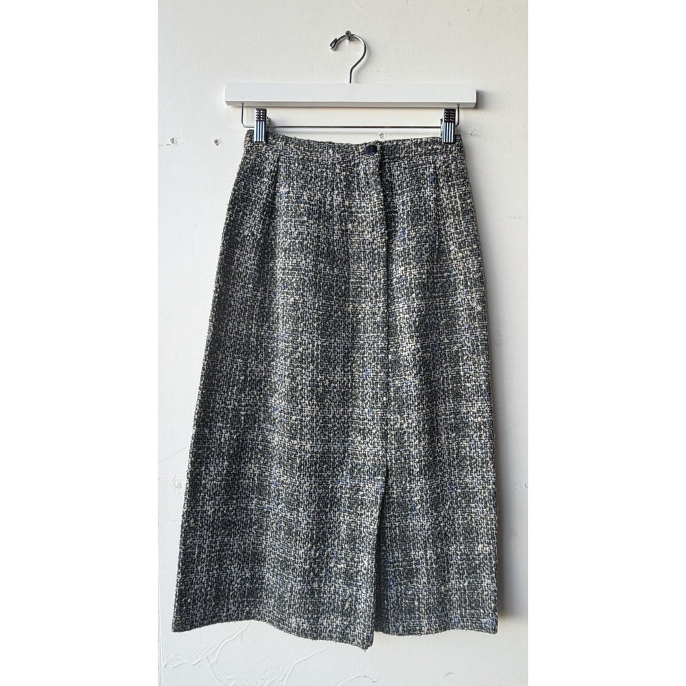 VINTAGE *NEW* 1960's Blue/Gray Lined Italian Tweed Skirt Size 22