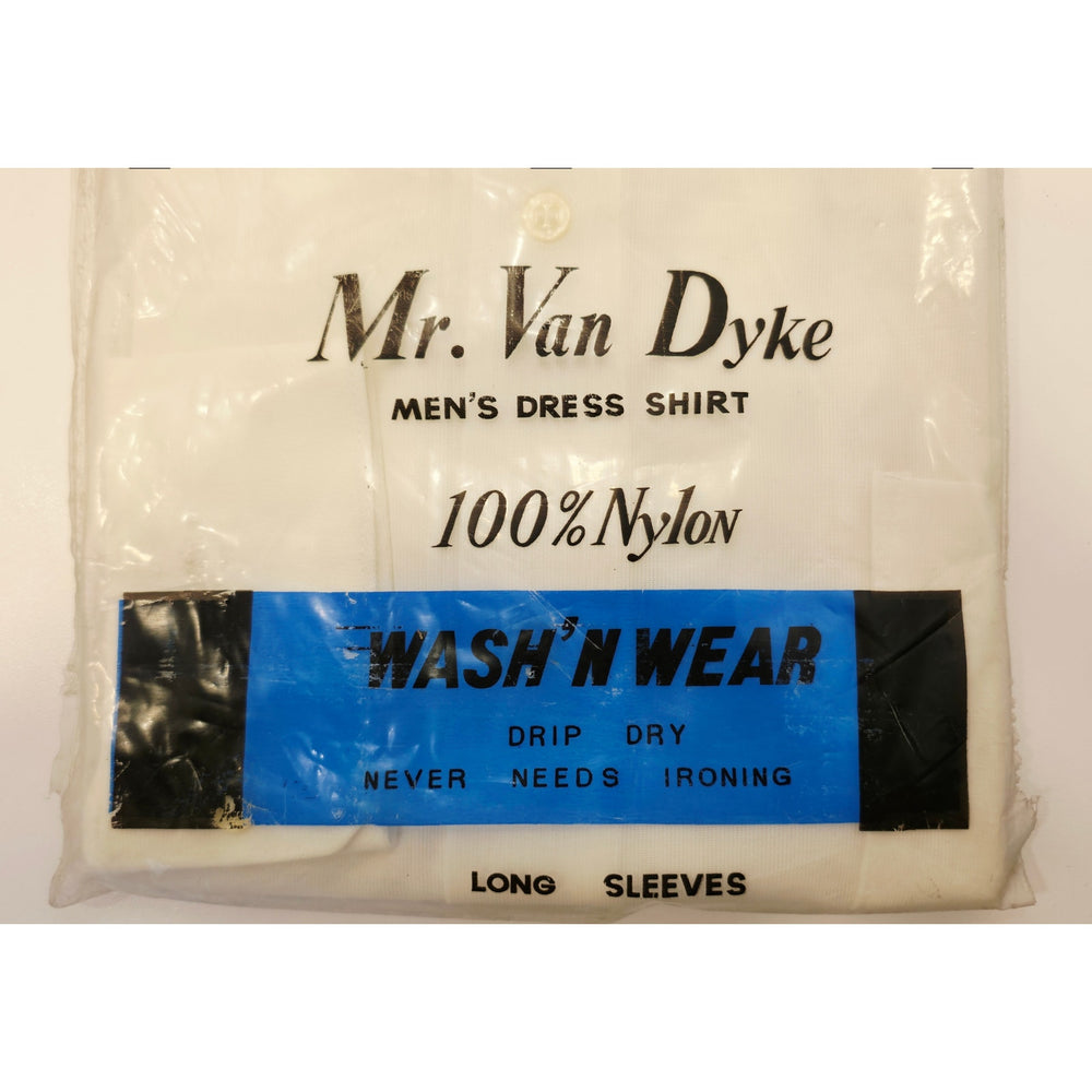 VINTAGE *NEW* 1960's Men's Mr Van Dyke White Dress Shirt 100% Nylon Size 15-34