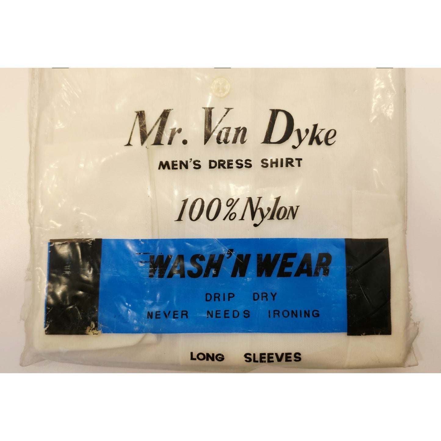 VINTAGE *NEW* 1960's Men's Mr Van Dyke White Dress Shirt 100% Nylon Size 15-34