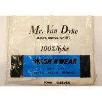 VINTAGE *NEW* 1960's Men's Mr Van Dyke White Dress Shirt 100% Nylon Size 15-34