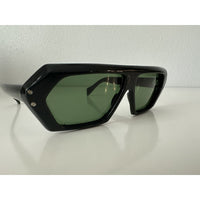 VINTAGE *NEW* 1970's Glam Unisex Sunglasses Black Hex Frame MINT