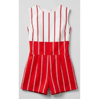 VINTAGE *NEW* 1960's Red & White Striped Waist Tie Romper Size 10 Japan