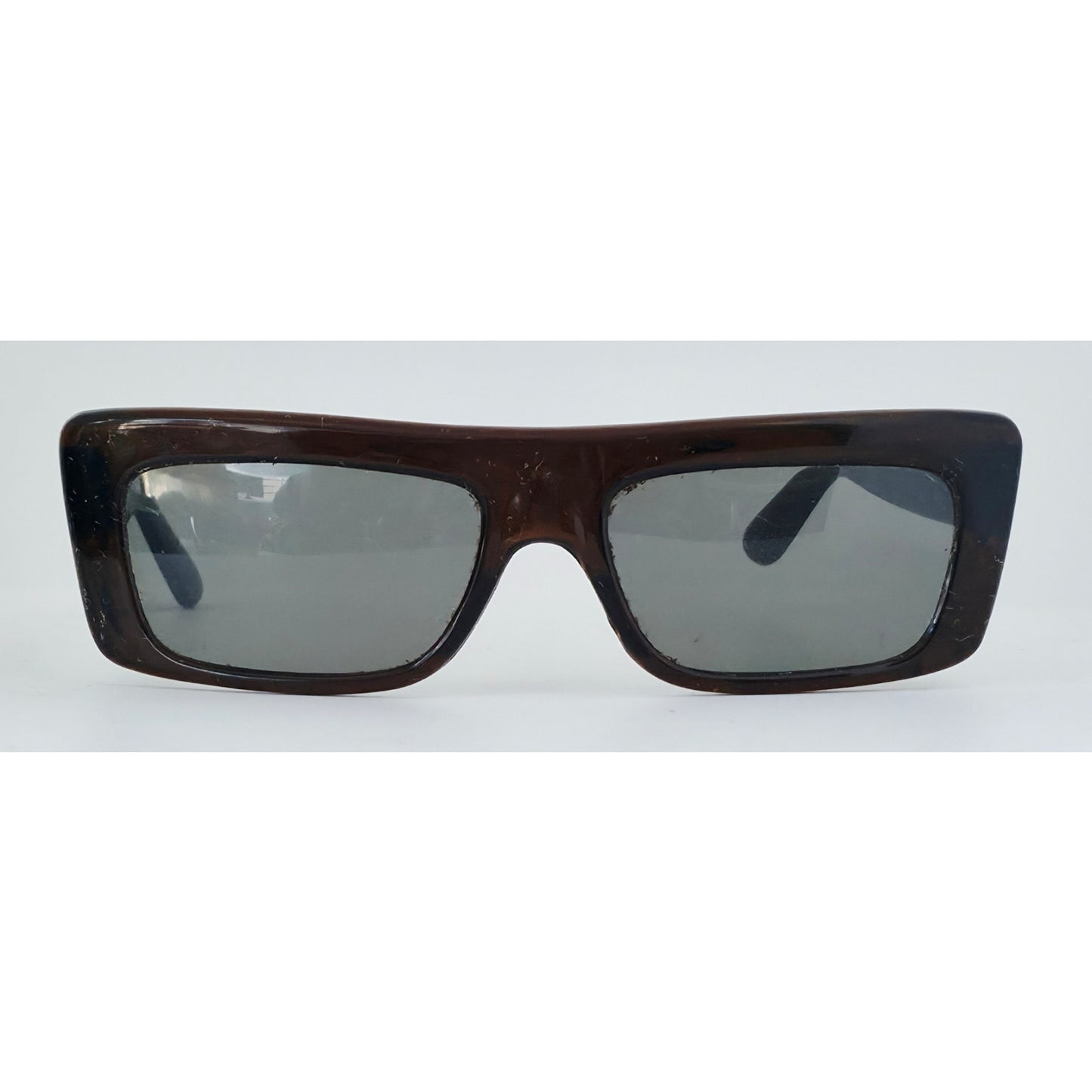VINTAGE *NEW* 1970's Glam Unisex Brown Frame with Gray Lens Sunglasses Made in Italy