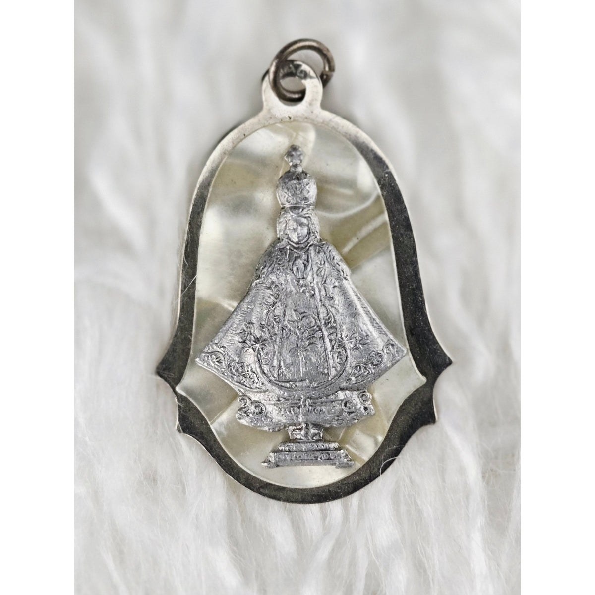 VINTAGE *NEW* 1950's Madonna Silver-Toned Pendant 1.5"