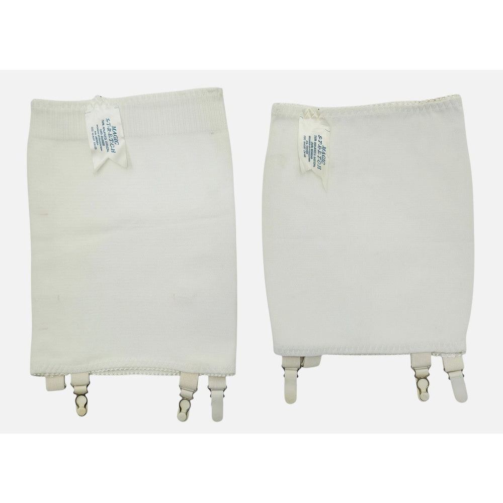 VINTAGE *PRISTINE* 1960's Magic Stretch Women's Cream Girdles Size 24-30 Set 2