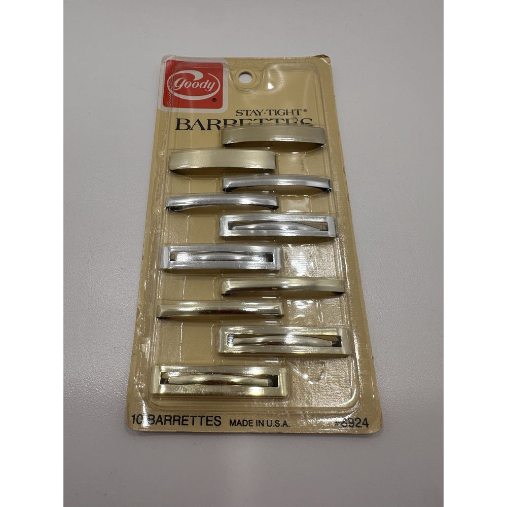 VINTAGE *NEW* 1975 Goody 8924 Stay Tight Clasp Barrettes Silver 5-Pack Set of 3