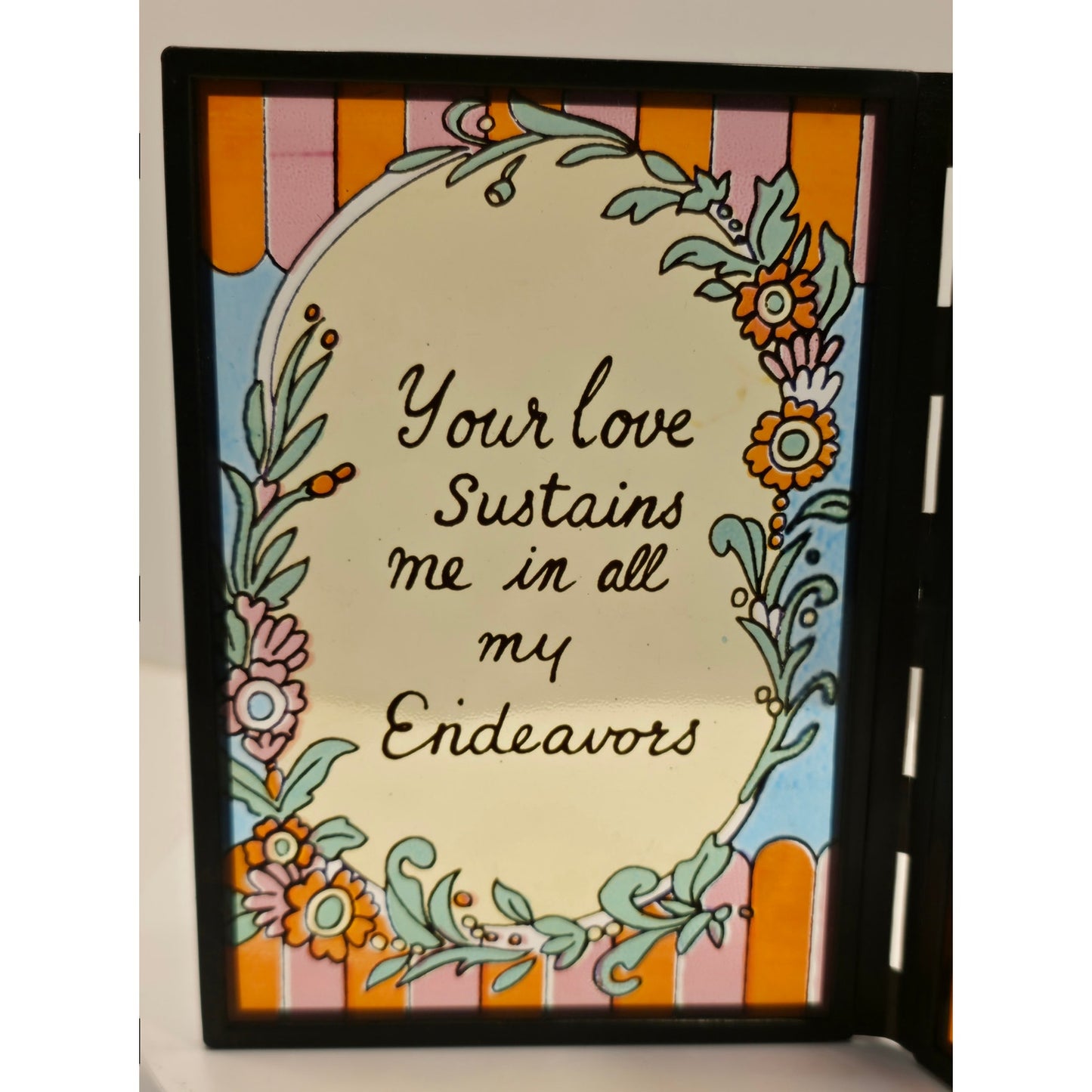 VINTAGE *NEW* 1960's Stained Glass Rememberance Folding Picture Frame C