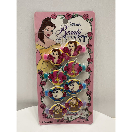 VINTAGE *NEW* 1992 Goody #69779 Disney Beauty & the Beast Clasp Barrettes