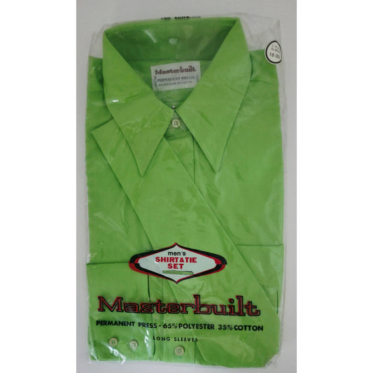 VINTAGE *NEW* Bright Green Men's Collared Shirt Poly/Cotton Blend Size 16-33