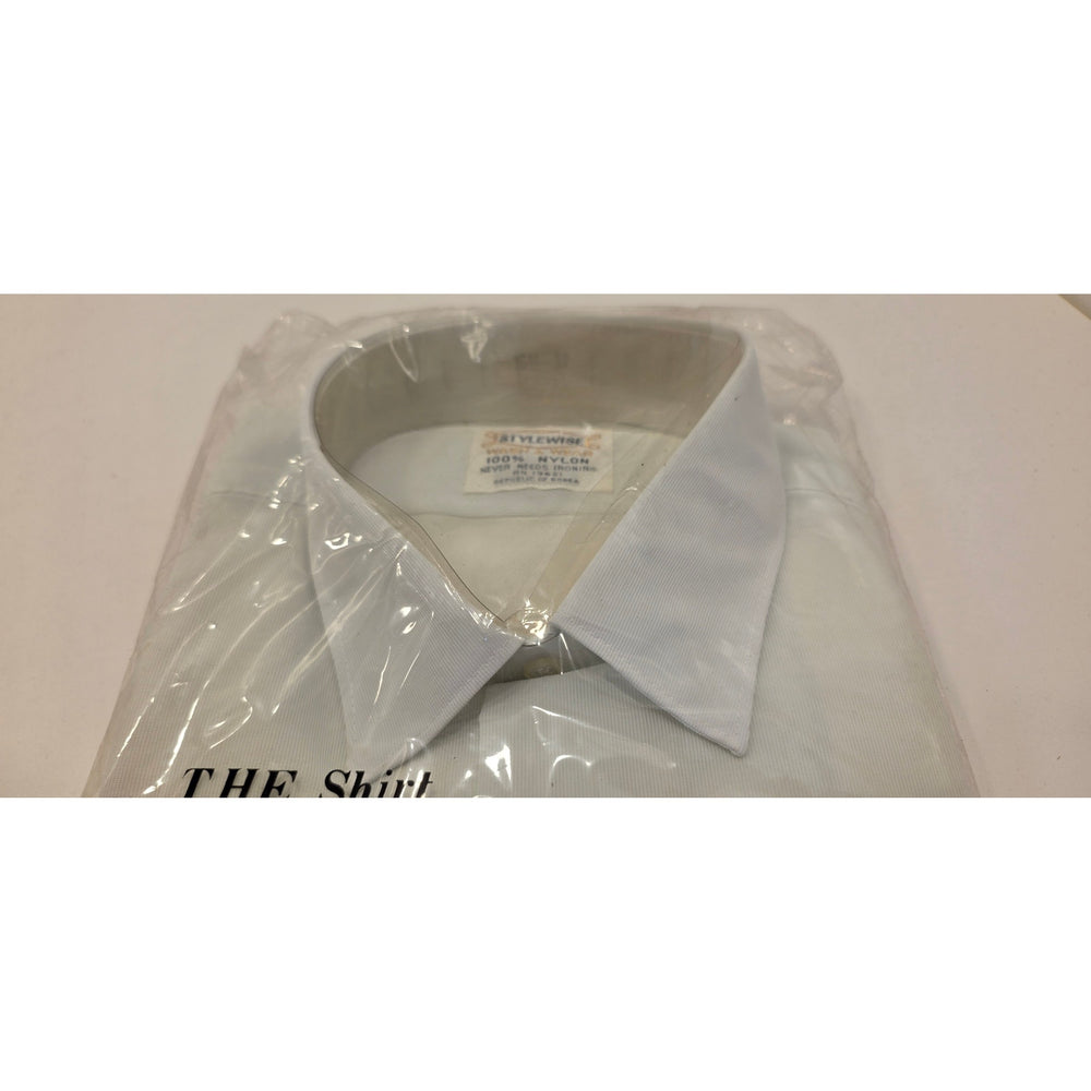 VINTAGE *NEW* 1960's Men's STYLEWISE Cream Dress Shirt 100% Nylon Size 15.5-32