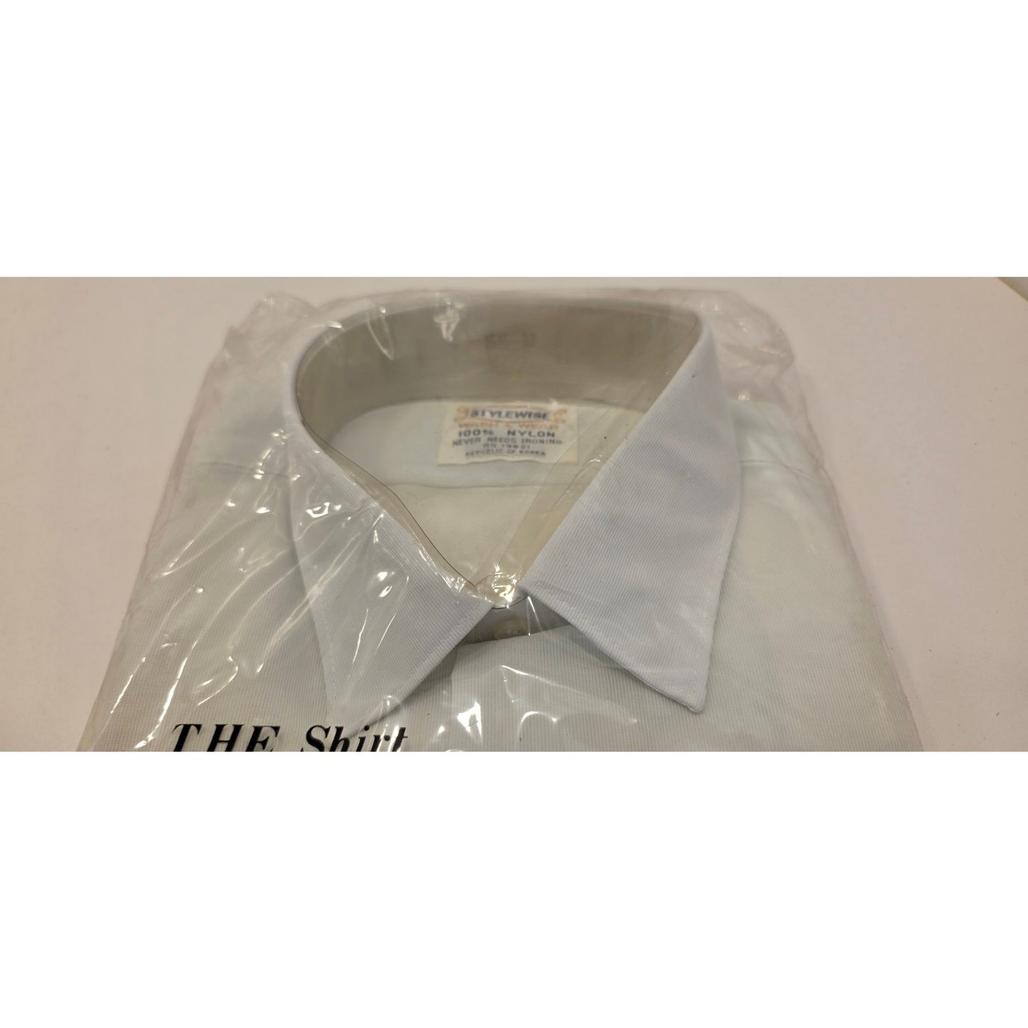 VINTAGE *NEW* 1960's Men's STYLEWISE Cream Dress Shirt 100% Nylon Size 15.5-32