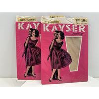 VINTAGE *NEW* 1960's Kayser Hosiery Seamless-Shell Beige Sz 10.5 2-Pack